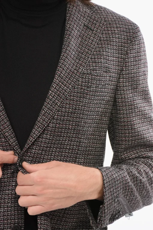 Blazer in Lana Vergine con Motivo Geometrico>Nino Danieli Outlet