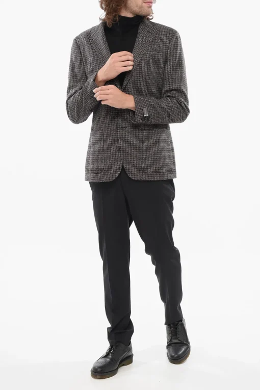 Blazer in Lana Vergine con Motivo Geometrico>Nino Danieli Outlet
