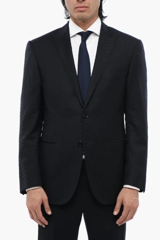 Blazer in Lana Vergine Jacquard con Rever a Lancia>Corneliani Best