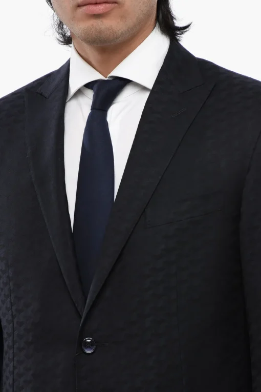 Blazer in Lana Vergine Jacquard con Rever a Lancia>Corneliani Best