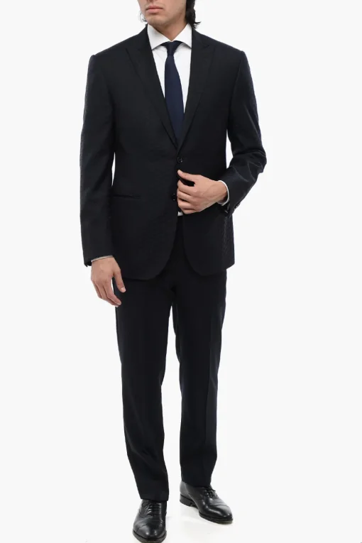 Blazer in Lana Vergine Jacquard con Rever a Lancia>Corneliani Best