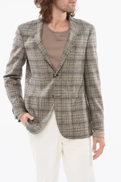 Discount Blazer In Lana Vergine Tartan Uomo Giacche