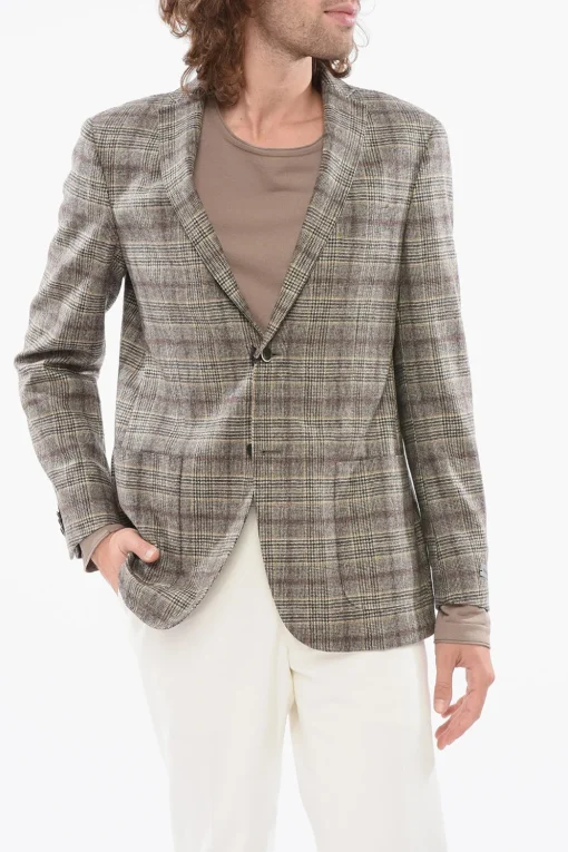 Discount Blazer In Lana Vergine Tartan Uomo Giacche