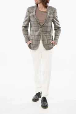 Discount Blazer In Lana Vergine Tartan Uomo Giacche