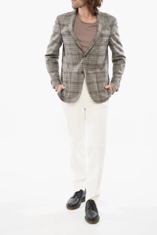 Discount Blazer In Lana Vergine Tartan Uomo Giacche