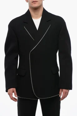 Clearance Blazer in Lana ZIP AROUND con Rever Classico Uomo Giacche