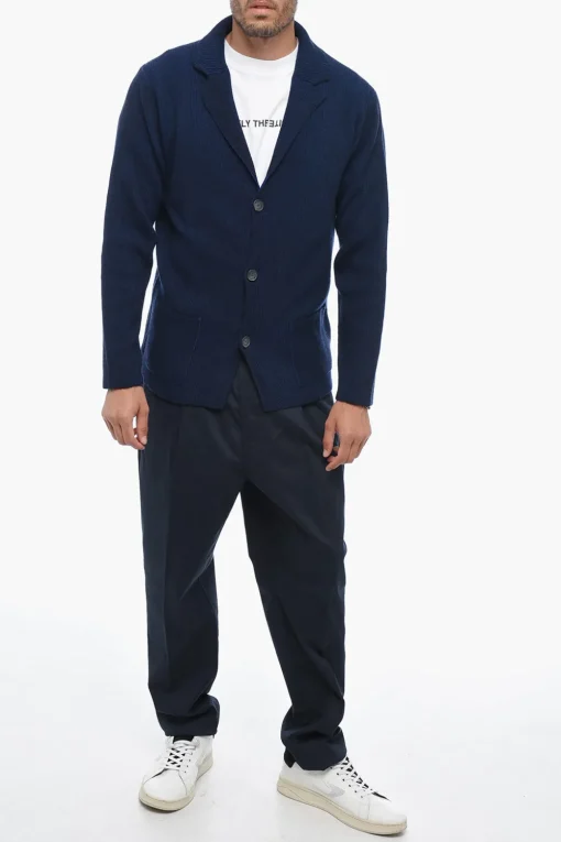 Online Blazer in Maglia con Tasche a Toppa Uomo Giacche