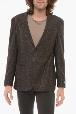 Sale Blazer in Misto Lana con Tasche a Toppa Uomo Giacche