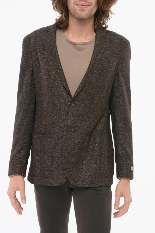 Sale Blazer in Misto Lana con Tasche a Toppa Uomo Giacche