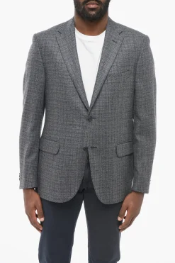 Discount Blazer in Misto Lana con Tasca ad Aletta Uomo Giacche