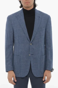 Blazer in Misto Lana LEADER SOFT con Motivo Gingham>Corneliani Online