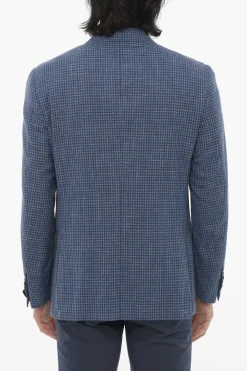 Blazer in Misto Lana LEADER SOFT con Motivo Gingham>Corneliani Online