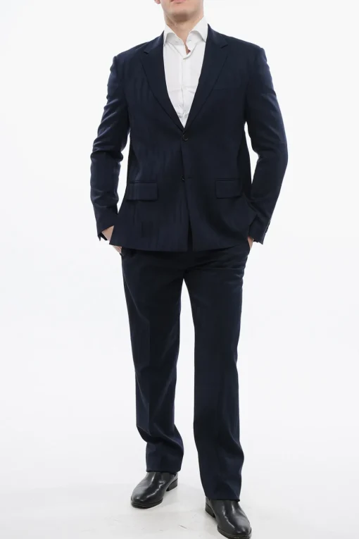 Clearance Blazer in Misto Lana Vergine SHIBORI con Design Jacquard Uomo Giacche