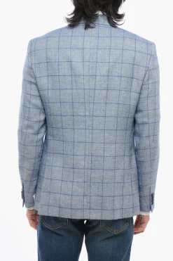 Blazer In Misto Lino A Quadri Monopetto>Nino Danieli Discount