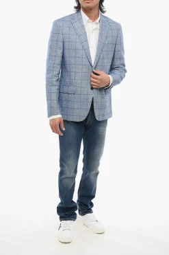 Blazer In Misto Lino A Quadri Monopetto></noscript>Nino Danieli Discount