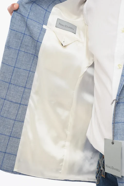 Blazer In Misto Lino A Quadri Monopetto>Nino Danieli Discount