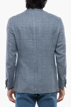 Blazer in Misto Lino ACADEMY SOFT con Motivo Windowpane>Corneliani Hot