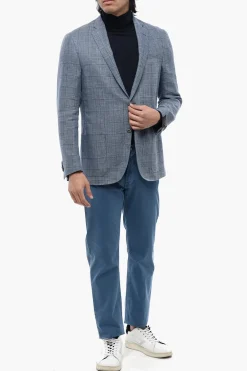 Blazer in Misto Lino ACADEMY SOFT con Motivo Windowpane></noscript>Corneliani Hot