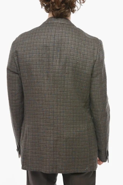 Online Blazer in Misto Lino GATE con Motivo Fil a Fil Uomo Giacche