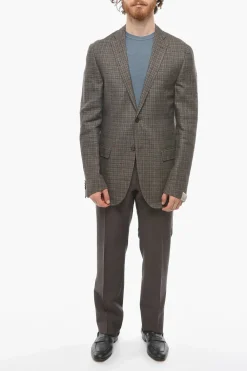 Online Blazer in Misto Lino GATE con Motivo Fil a Fil Uomo Giacche