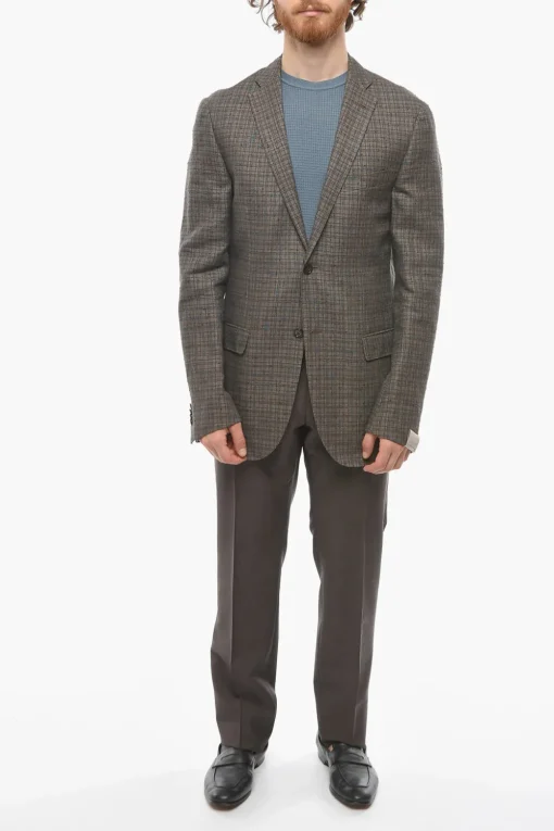Online Blazer in Misto Lino GATE con Motivo Fil a Fil Uomo Giacche