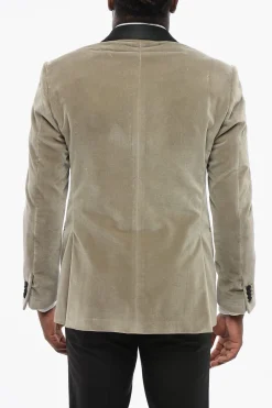 Blazer Monopetto ACADEMY CERIMONIA In Velluto Con Revers In Satin A Scialle>Corneliani Fashion