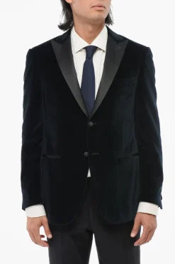 Blazer Monopetto ACADEMY CERIMONIA In Velluto Con Revers In Satin A Lancia>Corneliani Hot