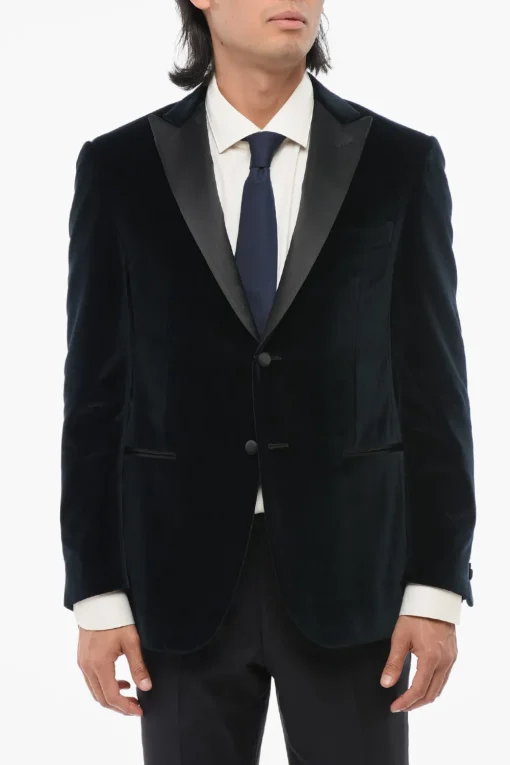 Blazer Monopetto ACADEMY CERIMONIA In Velluto Con Revers In Satin A Lancia>Corneliani Hot