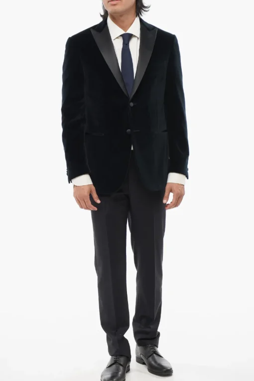 Blazer Monopetto ACADEMY CERIMONIA In Velluto Con Revers In Satin A Lancia>Corneliani Hot