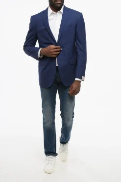 Blazer Monopetto ACADEMY In Lana Con Tasche Ad Aletta></noscript>Corneliani Best