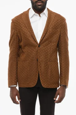 Blazer Monopetto In Cotone Motivo Macramé>Corneliani New