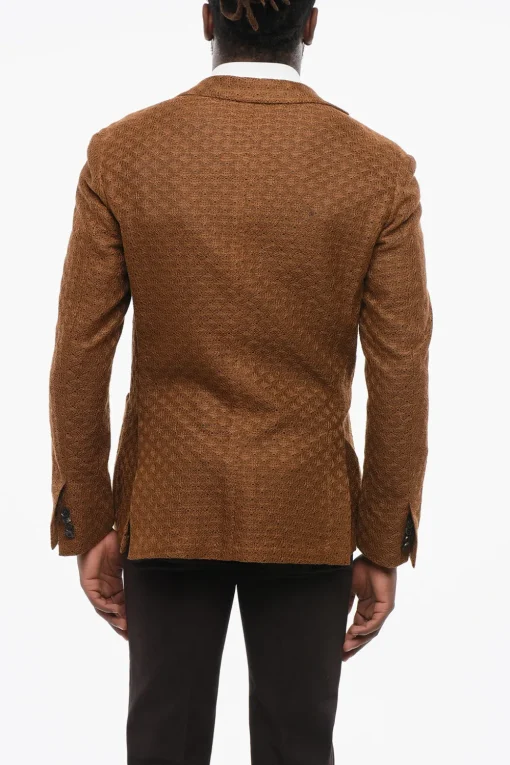 Blazer Monopetto In Cotone Motivo Macramé>Corneliani New