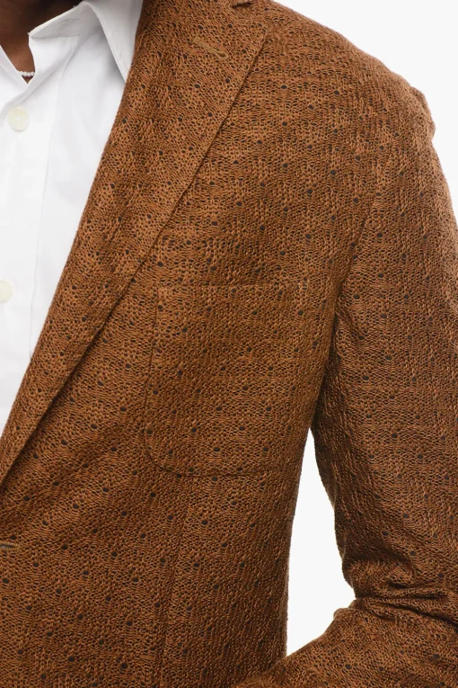 Blazer Monopetto In Cotone Motivo Macramé>Corneliani New