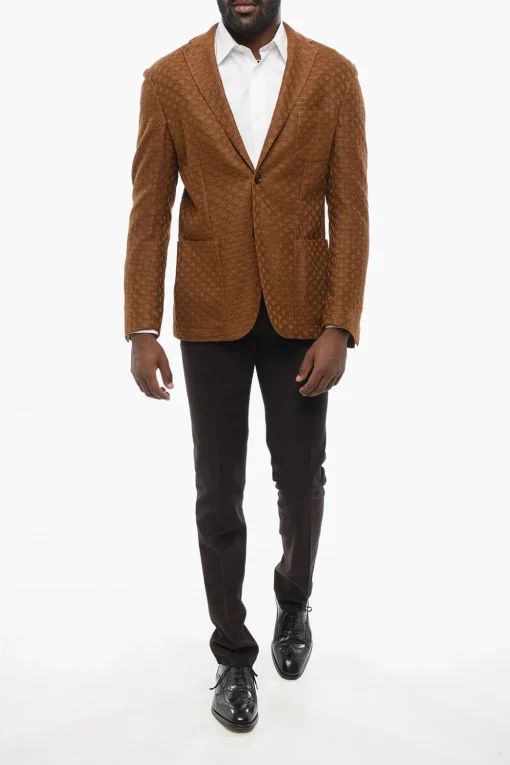 Blazer Monopetto In Cotone Motivo Macramé>Corneliani New