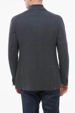 Sale Blazer Monopetto In Lana Motivo Trapuntato Con Tasche A Toppa Uomo Giacche