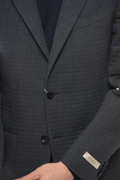 Sale Blazer Monopetto In Lana Motivo Trapuntato Con Tasche A Toppa Uomo Giacche