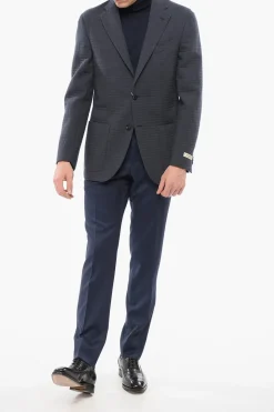 Sale Blazer Monopetto In Lana Motivo Trapuntato Con Tasche A Toppa Uomo Giacche