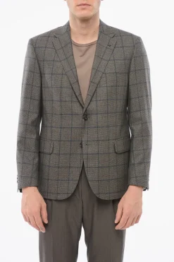 Best Blazer Monopetto In Lana Con Motivo A Quadri E Tashe Ad Aletta Uomo Giacche