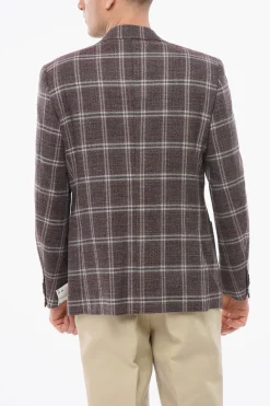 Outlet Blazer Monopetto In Lana Con Motivo A Quadri Uomo Giacche