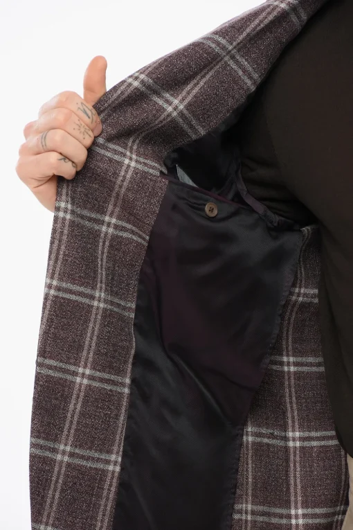 Outlet Blazer Monopetto In Lana Con Motivo A Quadri Uomo Giacche