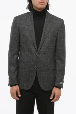 Outlet Blazer Monopetto In Misto Lana Con Tasche Ad Aletta Uomo Giacche