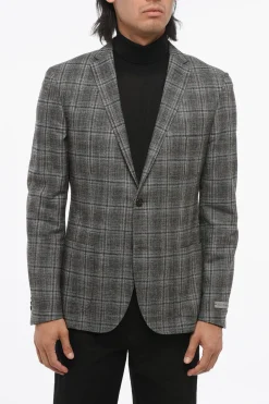 Best Blazer Monopetto In Misto Lana Motivo A Quadri Con Tasche A Toppa Uomo Giacche