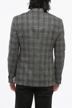 Best Blazer Monopetto In Misto Lana Motivo A Quadri Con Tasche A Toppa Uomo Giacche