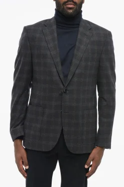 Blazer Monopetto In Misto Lana Semi-foderato A Quadri>Nino Danieli Fashion