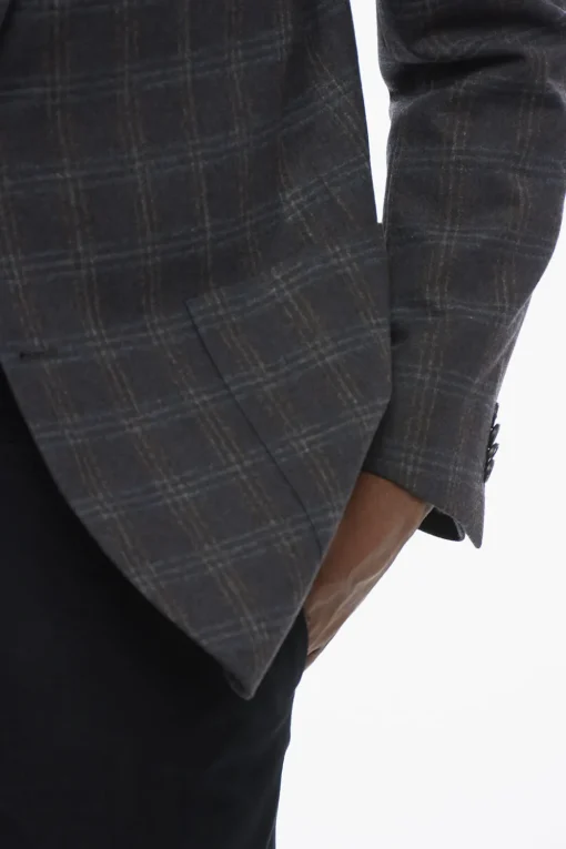 Blazer Monopetto In Misto Lana Semi-foderato A Quadri>Nino Danieli Fashion