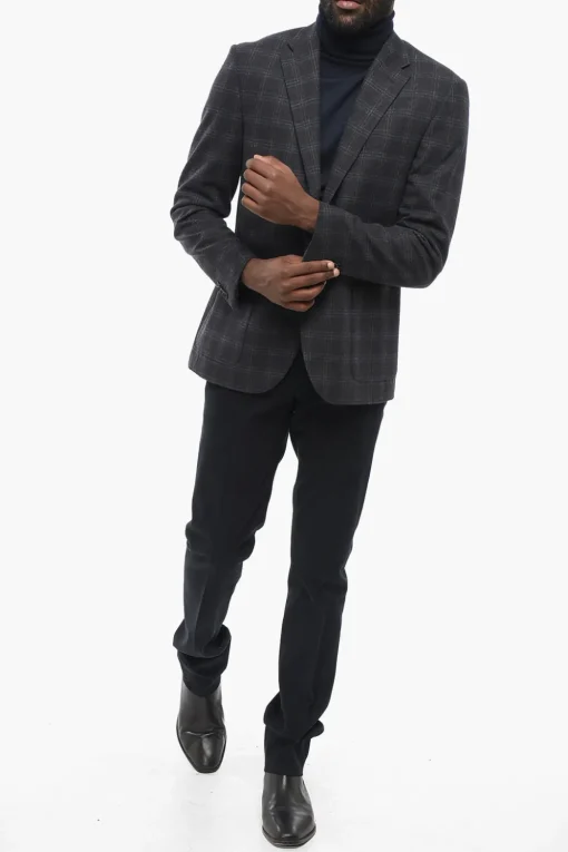 Blazer Monopetto In Misto Lana Semi-foderato A Quadri>Nino Danieli Fashion