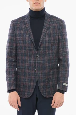 Online Blazer Monopetto In Misto Lana Motivo A Quadri Con Tasche A Toppa Uomo Giacche