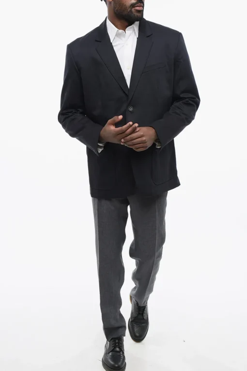 Blazer Monopetto in Misto Cotone con Tasche a Toppa>RAG&BONE Fashion