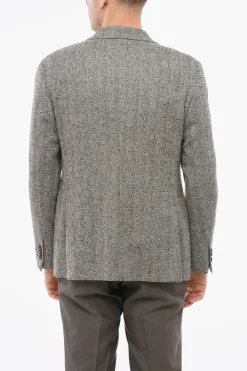 Blazer Monopetto In Misto Lana Motivo Herringbone Con tasche Ad Aletta>Nino Danieli Outlet