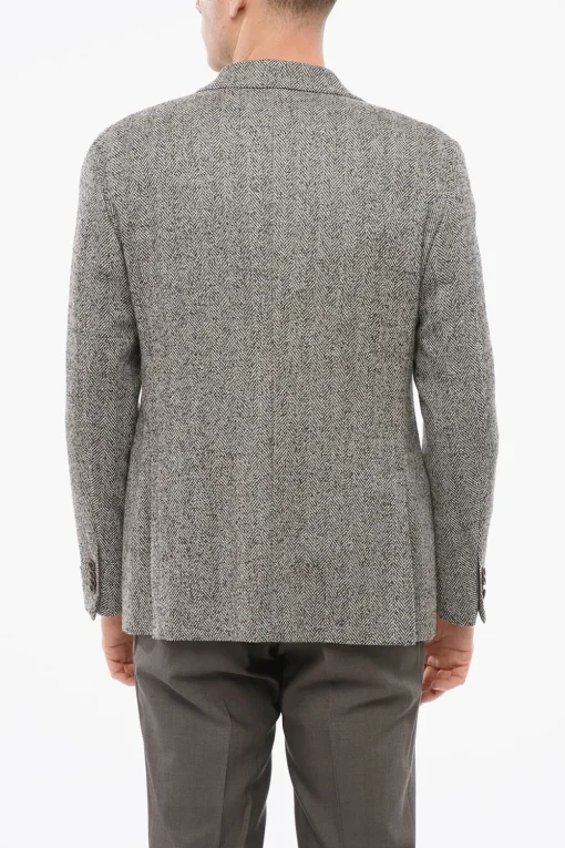 Blazer Monopetto In Misto Lana Motivo Herringbone Con tasche Ad Aletta>Nino Danieli Outlet